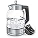 Produktbild Arendo - Glas Wasserkocher mit Temperatureinstellung 40-100 Grad in 5er Schritten - 1,7 Liter - max. 2200 W - Teekocher mit Temperaturanzeige - Edelstahl - BPA-frei