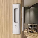 mvuenleyog Sliding Pocket Door Lock,Sliding Door Latch with Turn Knob for Interior Wooden Door,6.3in/160mm,Invisible Recessed Door Handle (Silver) - Image 2