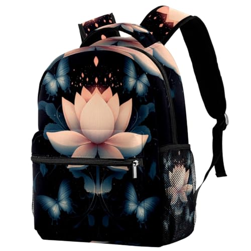 Sac à dos de voyage pour soulager le dos des élèves, modèle Blue Butterfly Lotus avec poches