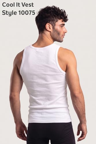 Image of Van Heusen Men's Cool It Vest - Pack of 1 | 100% Combed Cotton | Keeps you 3degrees cooler | N9 Cool It Technology | Doesn't lose shape , Moisture‑Activated Heat Reduction | Super Soft | Scoop Neck| Cool Vest | Style 10075