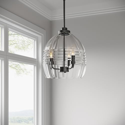 ML Lighting Miravelle 13" Wide 3-Light Pendant, Matte Black with Clear Glass (Bulb Not Included) by ML Lighting - Used condition - Image 6