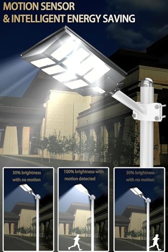 Image of Gefolly SL-2800W Solar Street Lights Outdoor, 280000LM Commercial Parking Lot Light, 6500K Dusk to Dawn IP67 Security Flood Lights Motion Sensor Led Lamp for Basketball Court, Road, Yard