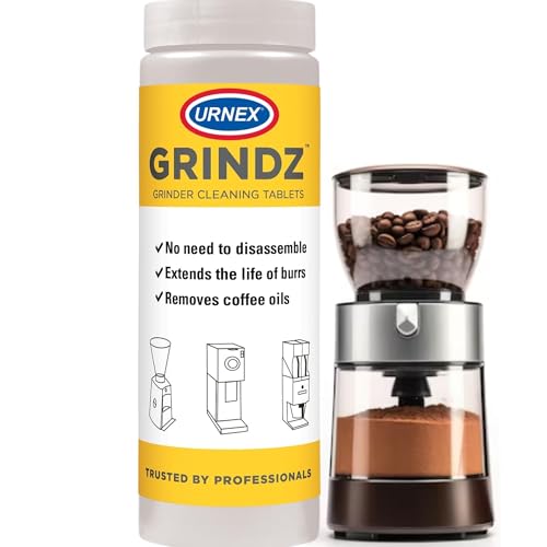 Urnex Grindz Professional Coffee Grinder Cleaning Tablets - 430 Grams - All Natural Food Safe Gluten Free - Cleans Burr and Casing - Help Extend Life of Your Grinder