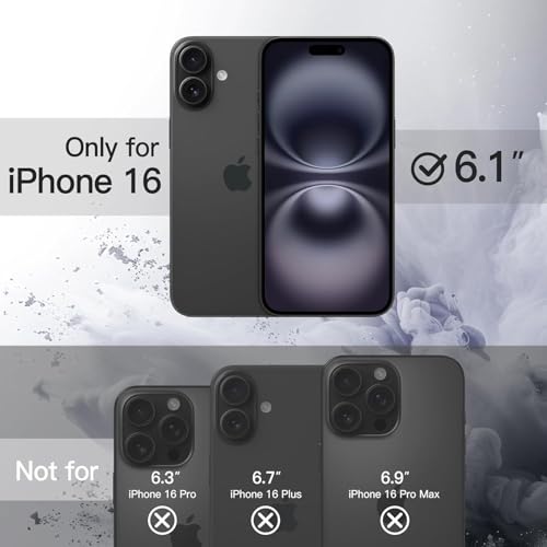 Image of DIZORO Compatible with iPhone 16 Case with Magsafe, Included Kick Stand, Non Yellow Military-Grade Drop Protection & Hard PC Back Cover Slim Matte Feel Anti-Scratch Shockproof Phone Case - Black