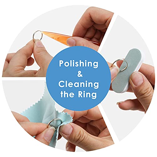 Werkweit Ring Sizer Measuring Tool Set, 12 Pcs Include Ring Mandrel, Ring Sizer, Rubber Hammer, Plastic Ring Sizer Gauge, Wood Ring Clamp, Buffing Bars, Polished Agate, Jewelry Cleaning Cloth #TOP4