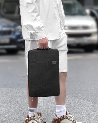 15,6/16,1-Zoll tragbare Monitorhülle mit Zubehör-Speicher, Ärmel für die meisten 15,6/16,1\ tragbaren Monitore, wasserdichte Monitorabdeckung mit Tasche, (schwarz)