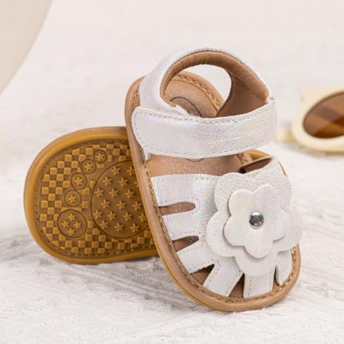 Image of Babelvit Infant Baby Girl Boy Sandals Comfort Premium Summer Outdoor Casual Beach Shoes with Flower Bowknot Anti Slip Rubber Sole Newborn Toddler Prewalker First Walking Shoes