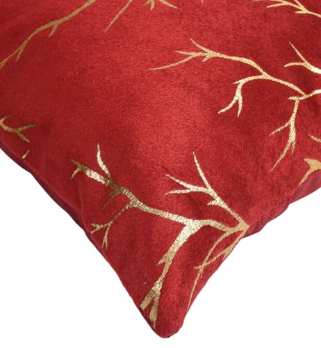 Image of Velvet Foil Cushion Covers Decorative Merry Christmas 24 inch x 24 inch Set of 2, Maroon