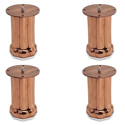 Image of VOLO Furniture Legs 4 inch, Furniture Feet, Heavy Duty Sofa Legs, Modern Style Furniture Legs, DIY Replacement Rose Gold Finish Metal Legs for Table Cabinet Cupboard Sofa Couch Chair, (Set of 4 pcs)