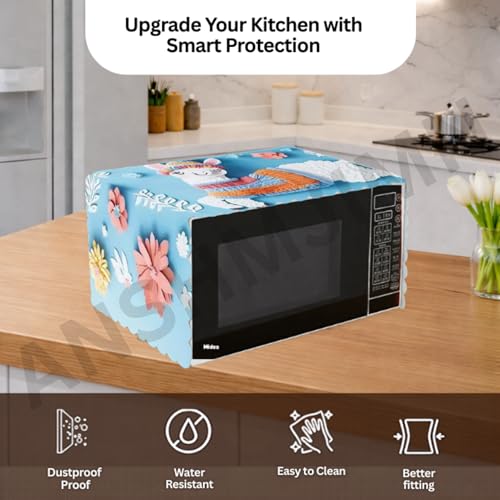 Image of Printed Microwave Oven Cover | Dustproof Waterproof Non-Slip Fabric Cover | Kitchen Decorative Appliance Protector | Kitchen Appliance Cover. (Horse)