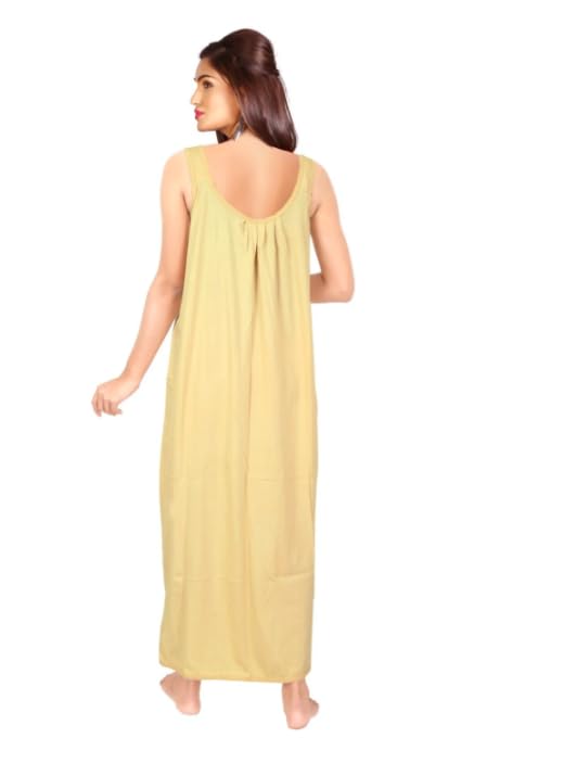 Image of Women's Sleeveless Maxi Night Dress, Spaghetti Strap Nighty, Comfortable Sleepwear Pack of 2