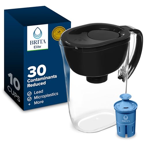 Brita Everyday Elite Water Filter Pitcher, Removes 99% of Lead, Includes 1 Filter, 10-Cup Capacity, Black