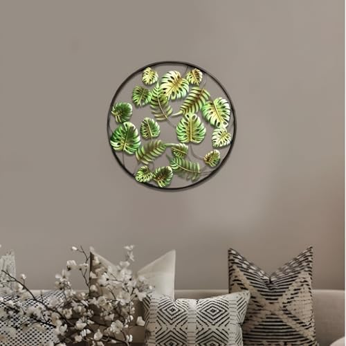 Image of Iron Large Round Leaf Handcrafted Multicolor Metal Abstract Wall Art Decorative Wall Frame Sculpture for Living Room Bedroom Drawing Room Home Decor