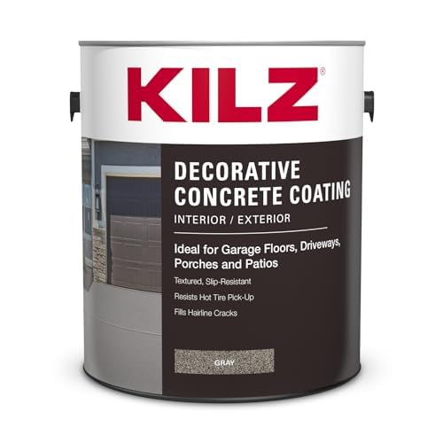 KILZ Decorative Concrete Coating, Slip-Resistant Gray Paint with Stone-Like Speckled Finish, Interior/Exterior Use on Garages, Patios, Driveways, Pool Decks & Walkways, 1 Gallon - Thumbnail 2