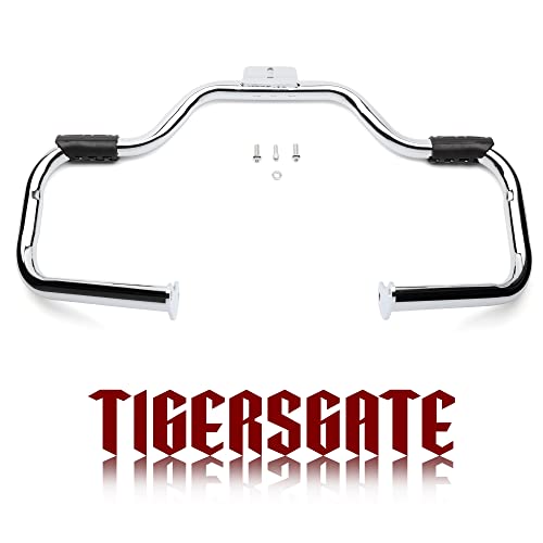 Tigersgate Chrome Engine Guard Safety Bar Protection Mustache Guard Highway Compatible With 2000-2017 Harley Softail, With Anti-Slip Pedals #TOP29