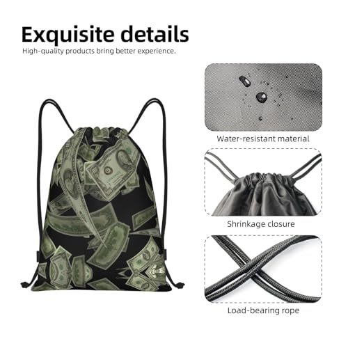 Hundreds Of Dollar Bills Drawstring Backpack Sports Gym Bag Yoga Travel Sackpack For Women Men4