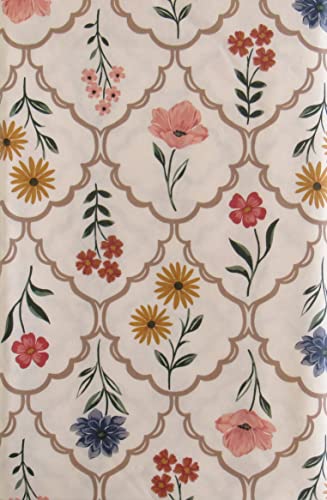 Mainstream Decorative Flowering Trellis Vinyl Flannel Back Tablecloth (52'' X 52'' Square) #TOP1