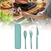 Bothyi Camping Spoon Fork Set Straw Utensil Set Reusable Outdoor Dining Set for Restaurant Picnics Party Home Kitchen Supplies, Green