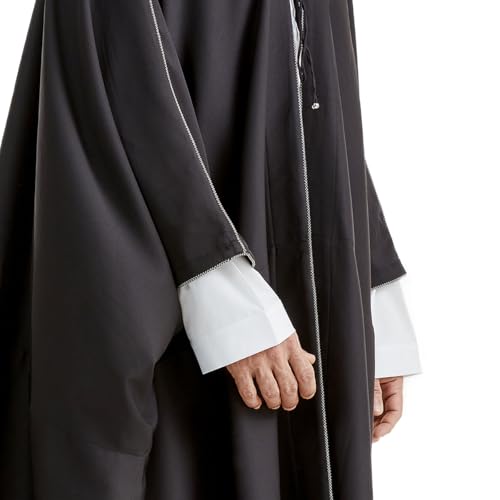 Muslim Men's Pure Color Long Sleeves Bisht Cardigan Robe Ramadan Eid Thobe (Black, Medium)4