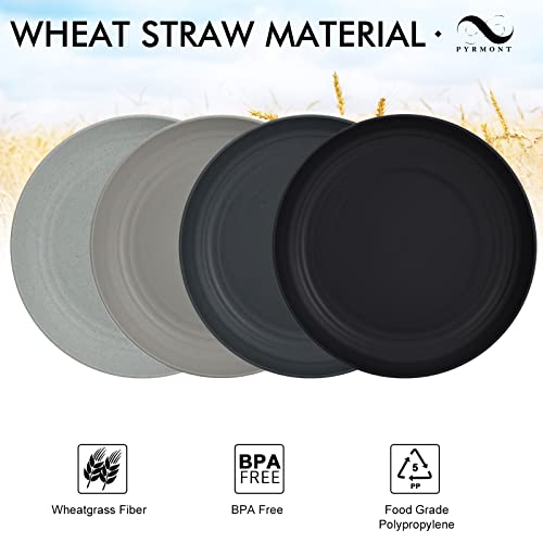 Pyrmont Dinner Plates Set Of 8 - Durable Wheat Straw Plates Reusable 10 Inch Large Plates Alternative For Plastic Plates- Dishwasher And Microwave Safe Unbreakable Plates For Kids (Grey Stone) #TOP2