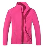 MAGCOMSEN Pink Jacket for Women Fleece Long Sleeve Jacket Lightweigt Coat Zip Up Warm Winter, Rose Red, M