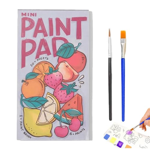 Generisch Mini kit aquarelle - Bloc de peinture avec 2 pinceaux, livre de coloriage de poche, kit de peinture de voyage, accessoires d'art