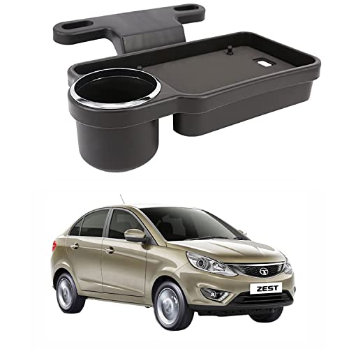 Image of Oshotto (FT-04) Foldable Car Auto Headrest Rear Back Seat Table Drink Food Cup Tray Holder Compatible with Tata Zest - Black