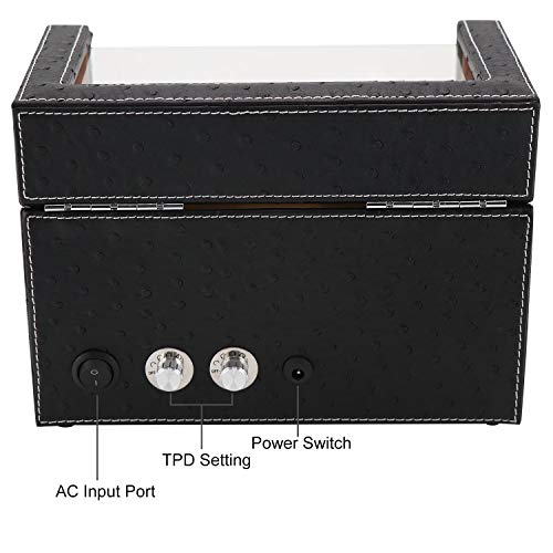 Driklux Double Watch Winder For Rolex And Other Luxury Watches - Automatic Winder With Quiet Motor, Premium Black Ostrich Leather Exterior And Soft Flexible Watch Pillows Of Camel Velvet #TOP6