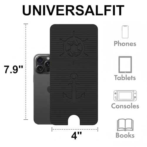 Adjustable Foldable Silicone Phone Stand, Black, with Charging Port, Non-Slip Desk Holder for iPhone, Samsung, Tablets — view 2