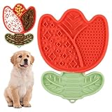 Hwtcjx Schleckmatte Hund, Leckmatte Hund mit Saugnapf für Linderung von Hundeangst, Leckmatte für Hunde für Baden, Pflegen und Training für Welpen, Lebensmittelqualität Silikon, BPA-frei (Rot)