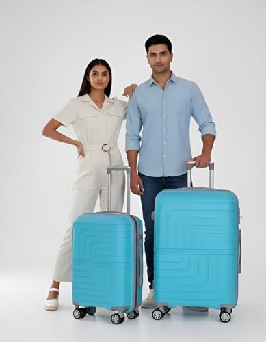 Image of Pro 8 Wheels Set of 2 (Cabin + Medium) Trolley Bags, Hard Case Polypropylene, 360º Wheeling Luggage for Men & Women, Suitcase for Travel, Trolley Bags for Travel (Sky Blue)