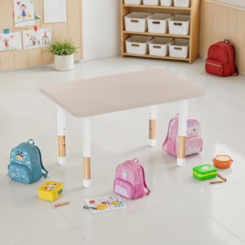 Image of 24 inch x 36 inch Rectangle Kids Classroom Table with Adjustable Chunky Wood Legs