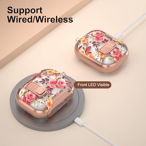 Image of for Apple AirPods Pro 3 Case 2025 with Safety Lock & Foldable Phone Stand | Double Drop Protection,Two-Piece Design, Airpod Pro 3 Case with Keychain & Cleaner Kit, Support Wireless Charging, Red Rose