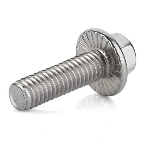 Mewudecor GONG-YE-71 M6-1.0 X 20Mm Flanged Hex Head Bolts Flange Hexagon Screws, Stainless Steel 18-8 thumb #2