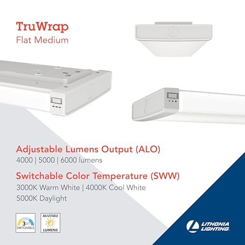 Lithonia Lighting TruWrap 4 Foot LED Ceiling Light Fixture, Low-Profile Wraparound LED Shop Light, Adjustable Lumens, Selectable Warm White/Cool White/Daylight Color, Flat Diffuser, Medium Width by Lithonia Lighting - Image 3
