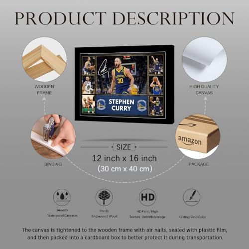 LPAIWXY Stephen Curry Poster For Fans Kids room Bedroom wall Decor-Basketball Stephen Curry Signed Posters Canvas Prints Picture For Teen Boy girls Gifts