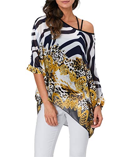 Nicetage Tropical Shirts Dressy Chiffon Blouses for Women Boho Chic Clothing Sheer Batwing Tops Floral Tunics Blusas De Mujer