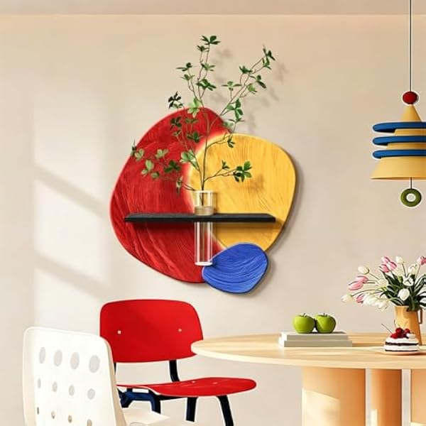 Trójwymiarowy obraz z piaskowca z wazą i sztuczną rośliną, rzeźba ścienna bez ramy, mural do zawieszenia, nowoczesna dekoracja ścian wywołująca dopaminę, abstrakcyjna