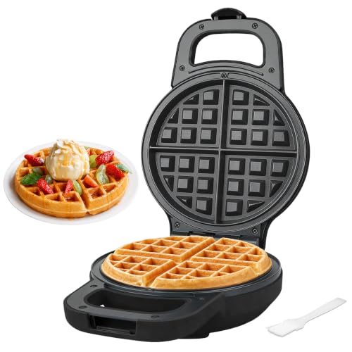 Image of SugarWhisk 6-Inch Flip Belgian Waffle Maker, Ceramic Nonstick, Graphite | 180 Flip Waffle Iron, 750W Heat, PFAS-Free Ceramic Plates, Cool-Touch Handle, Safety Lock, Batter Groove & Upright Storage