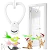Interactive Cat Toys for Indoor Cats: Automatic Flying Bird Feather Wand Chase Exercise Enrichment Stimulation, USB Rechargeable Durable Safe Hanging Toy for Bored Kittens Adult Multi Cat Households