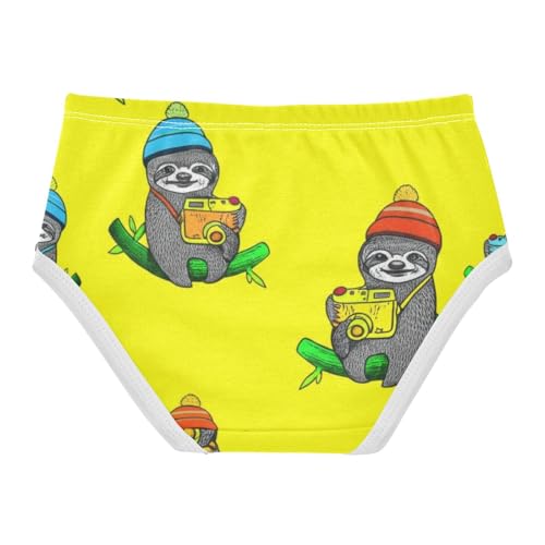 Designer Toddler Underwear Floral 2t Cotton Little Girl Panties Cute Sloths Yellow Briefs Girls Undies2