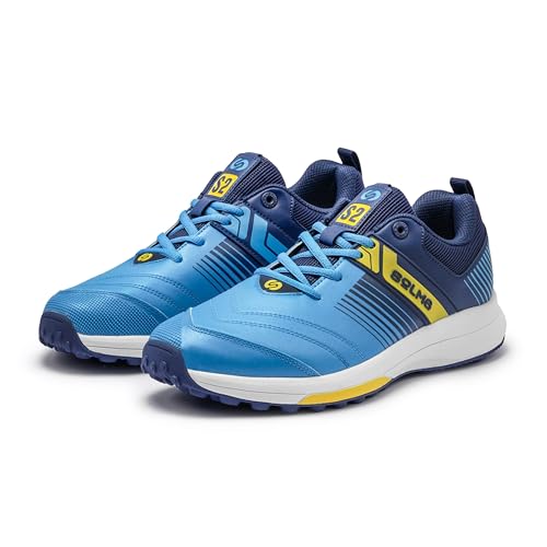 Image of SOLM8 S2 Cricket Shoes Men Boys Junior Players - Advanced Grip Rubber Spikes for Turf /Grass, Ultralight Cushioning in Bright Colors (2025 Edition)
