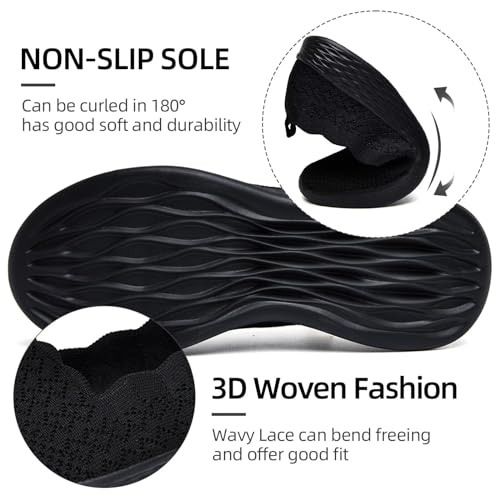 Puxowe Women's Casual Slip on Walking Flat Shoes-Lightweight Low-Top Knit Loafer Sneaker4