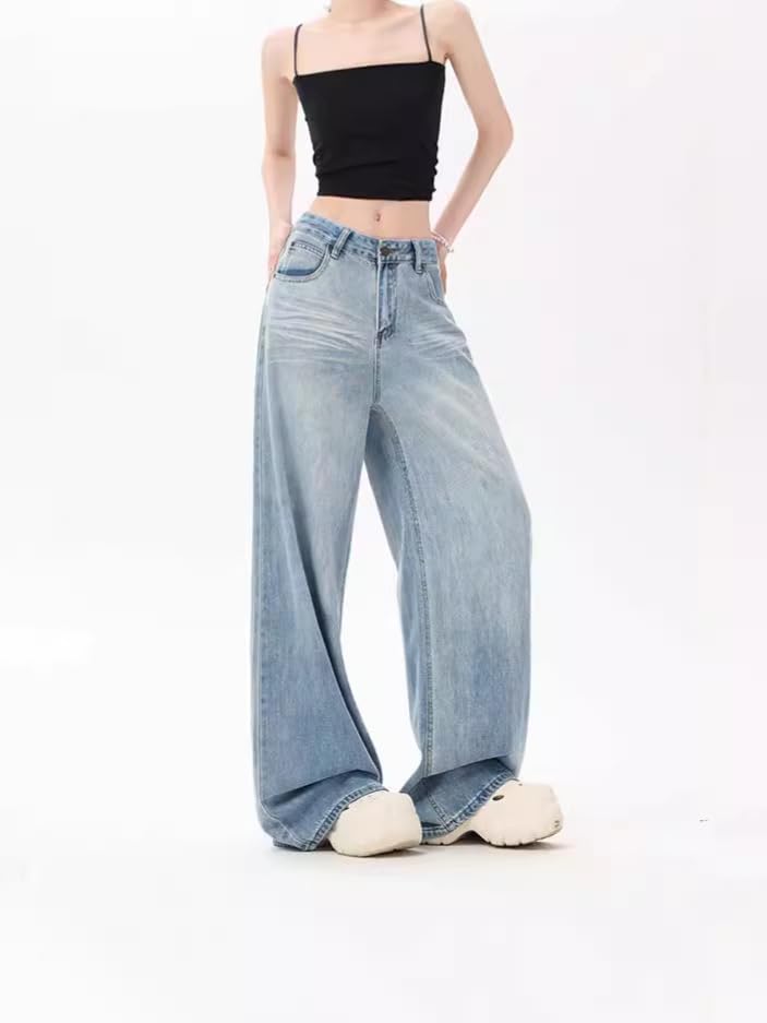 SESERAGI Sweatpant Jeans Women Wide Leg Tall Loose High Waisted Jeans 90s Baggy Light Wash Denim Pants Womens Trousers3