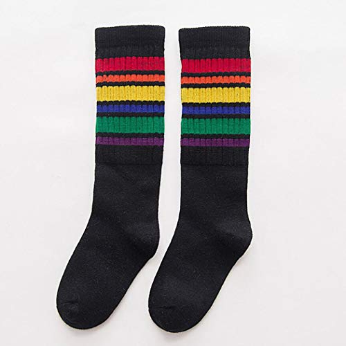 Colorful Childhood Little Girls Rainbow Knee High Tube Socks for Toddler Boys Stripes Sock 3 Pair Pack4