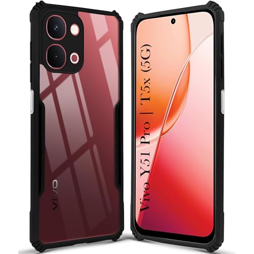 Image of Jkobi Hybrid Back Cover Case for Vivo Y51 Pro 5G | Vivo T5x (Shockproof with Polycarbonate Clear Panel | Professional Black)