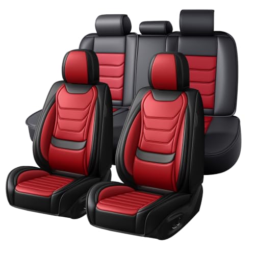 Image of Car Seat Covers Custom Fit MINI Hardtop 2013-2026, Waterproof Nappa Leather Car Seat Protector, Breathable Car Seat Cushion, Seat Covers for Car(5 Seats Standard /Black&Red)