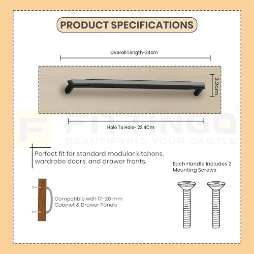 Image of 10 Inch Premium Cabinet Handles Zinc Alloy Material, 1341 Graphite Grey with Black, Durable Drawer Pulls for Kitchen Cabinets, Cupboards, Wardrobes & Furniture Hardware - Pack of 6