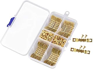 100 Piece Sawtooth Picture Frame Hanging Hangers + 200 Piece Screws, Photo Frame Hangers Kit for Art Photo Canvas Wall Mounting