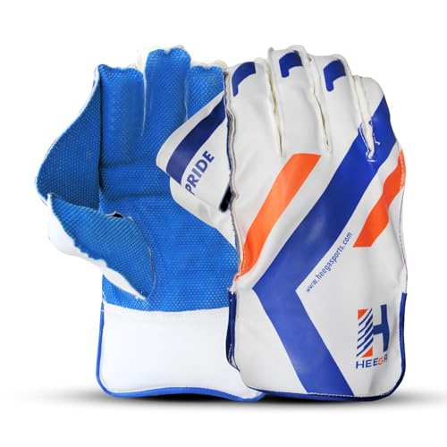 Image of Heega Pride Synthetic Leather, Rubber College Cricket Wicket Keeping Gloves | Padded Palm, Finger Protection Suitable for Professional Players and Practice Use (Youth)